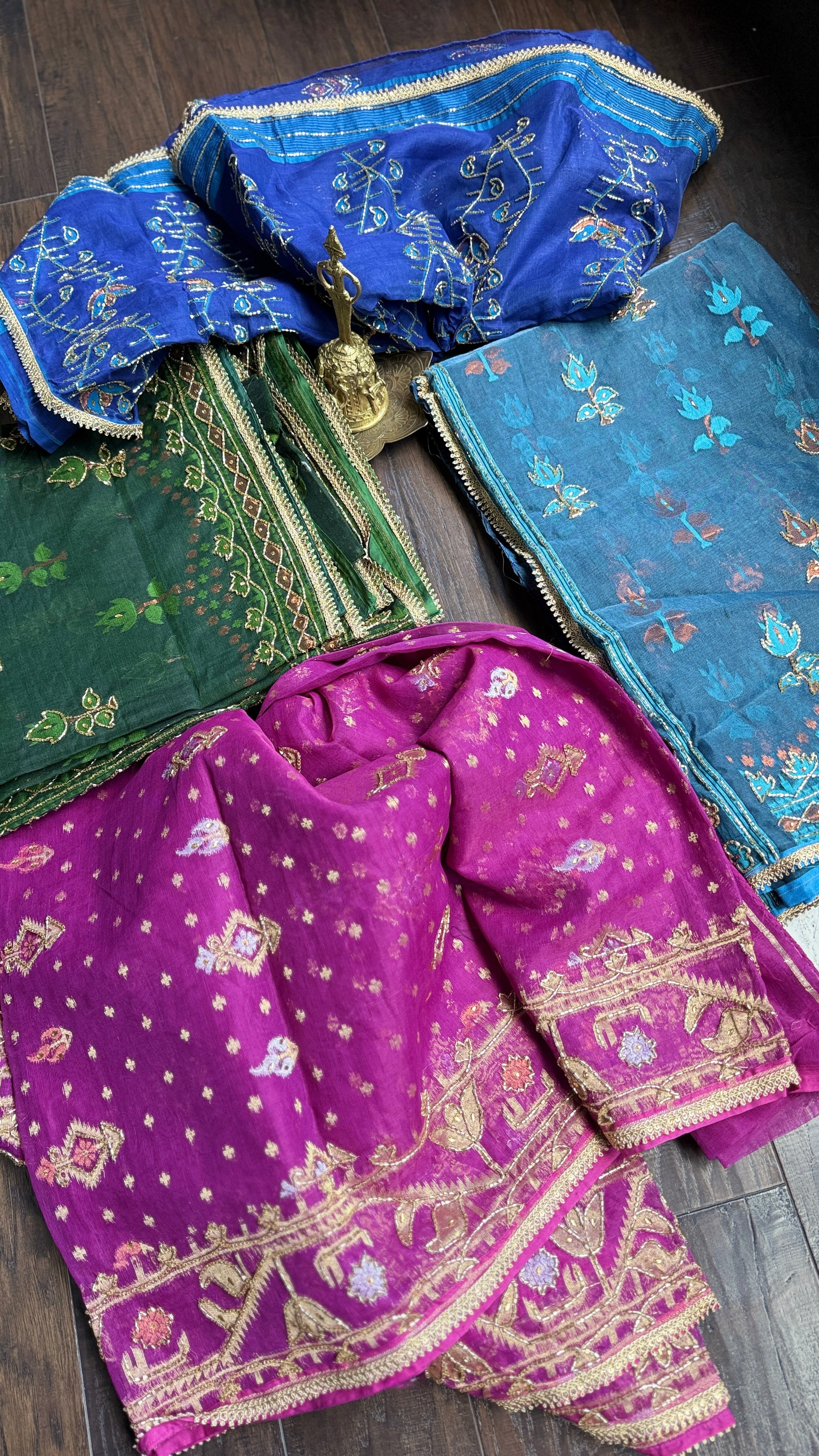 Designer Jamdaani Cutdana Embroidered - Light Firozi
