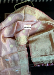 Pure Organza Tissue Silk Banarasi- Peach