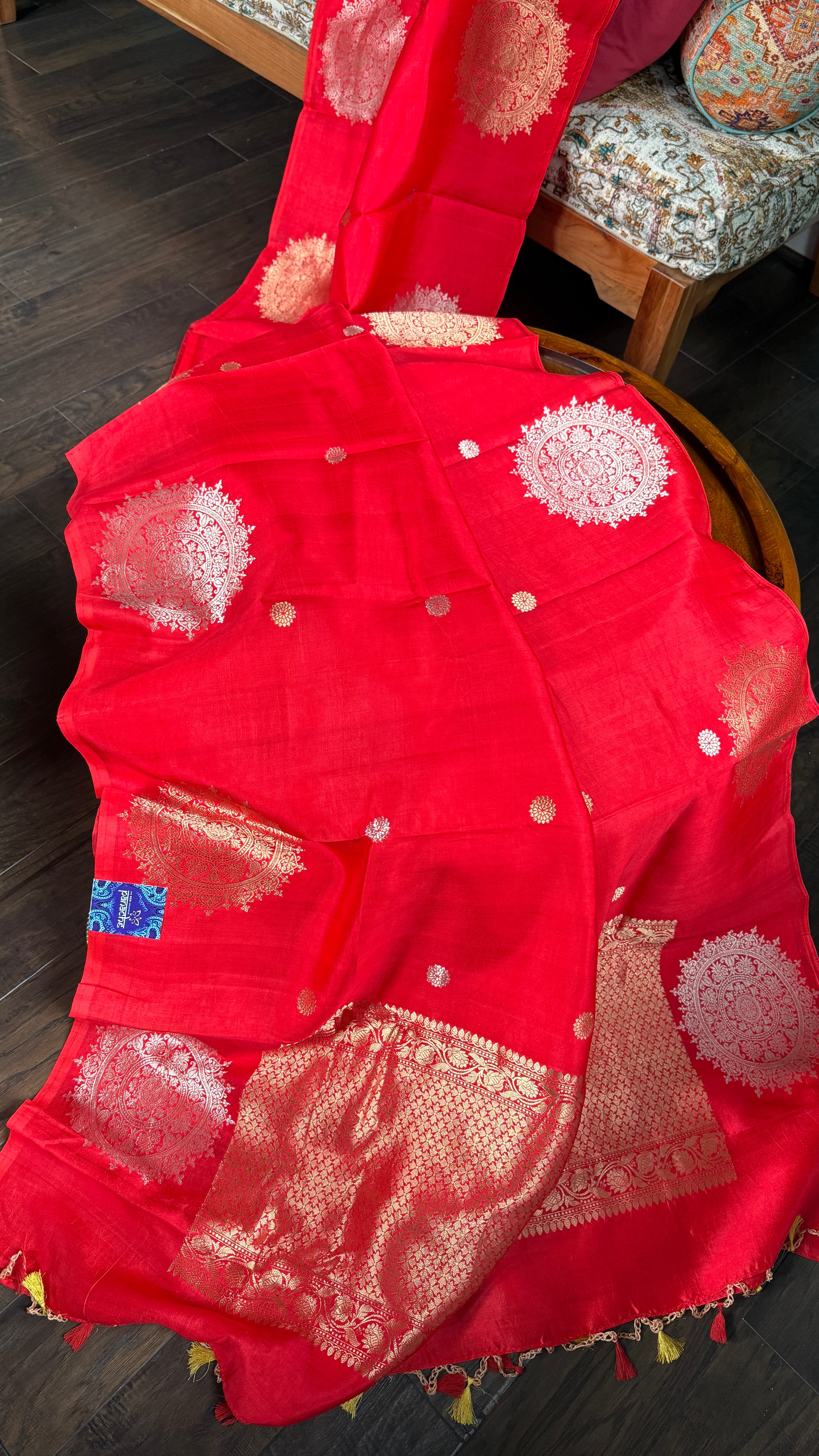 Pure Katan Silk Banarasi - Red woven
