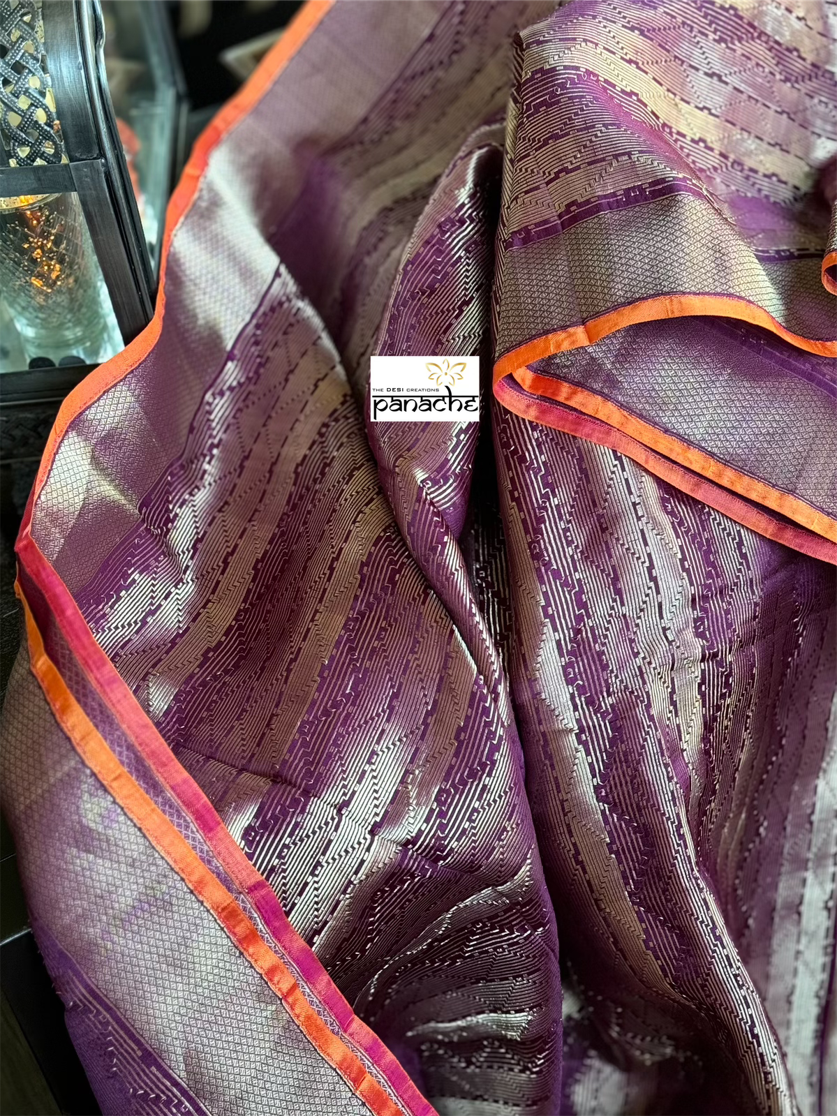 Pure Silk Brocade Banarasi- Wine Purple Kadwa