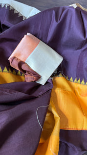 Pure Silk Gadwal - Plum Brown Ganga Yamuna