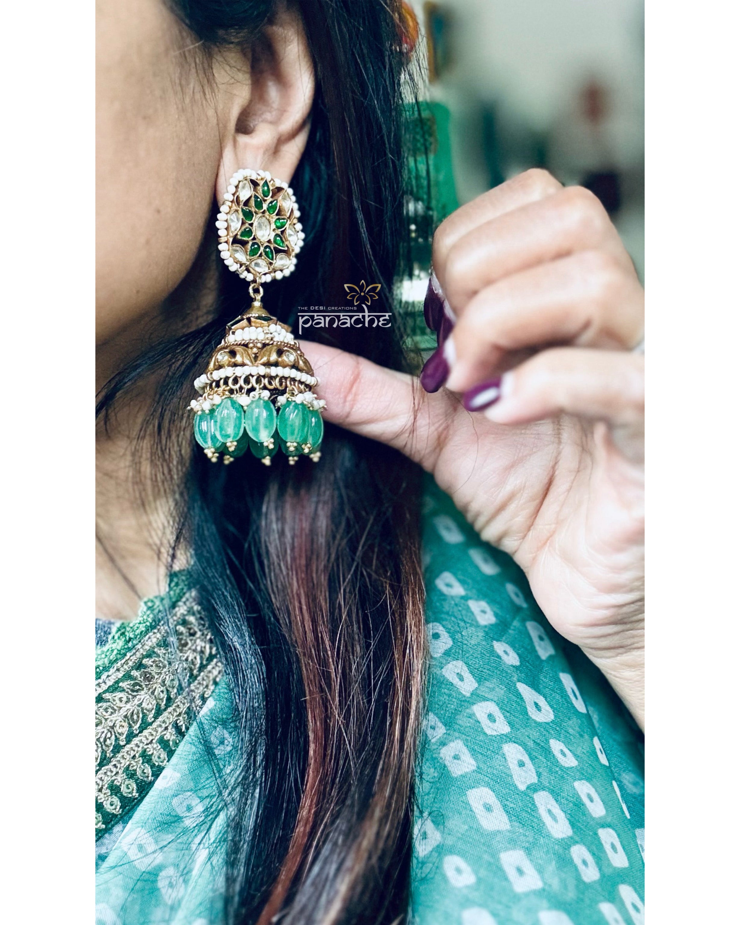 Earring 925 Silver- Jadau Jhumka