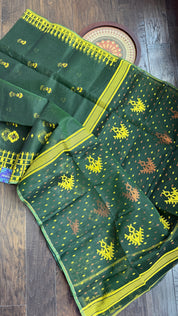 Dhakai Jamdani  - Dark Green