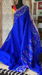Pure Matka Silk Jamdaani - Royal Blue