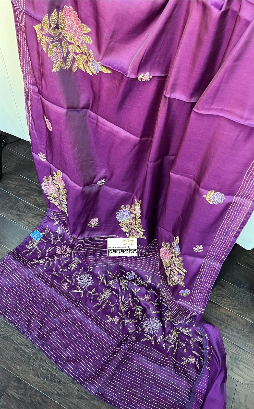 Soft Silk Kantha Stitch - Purple