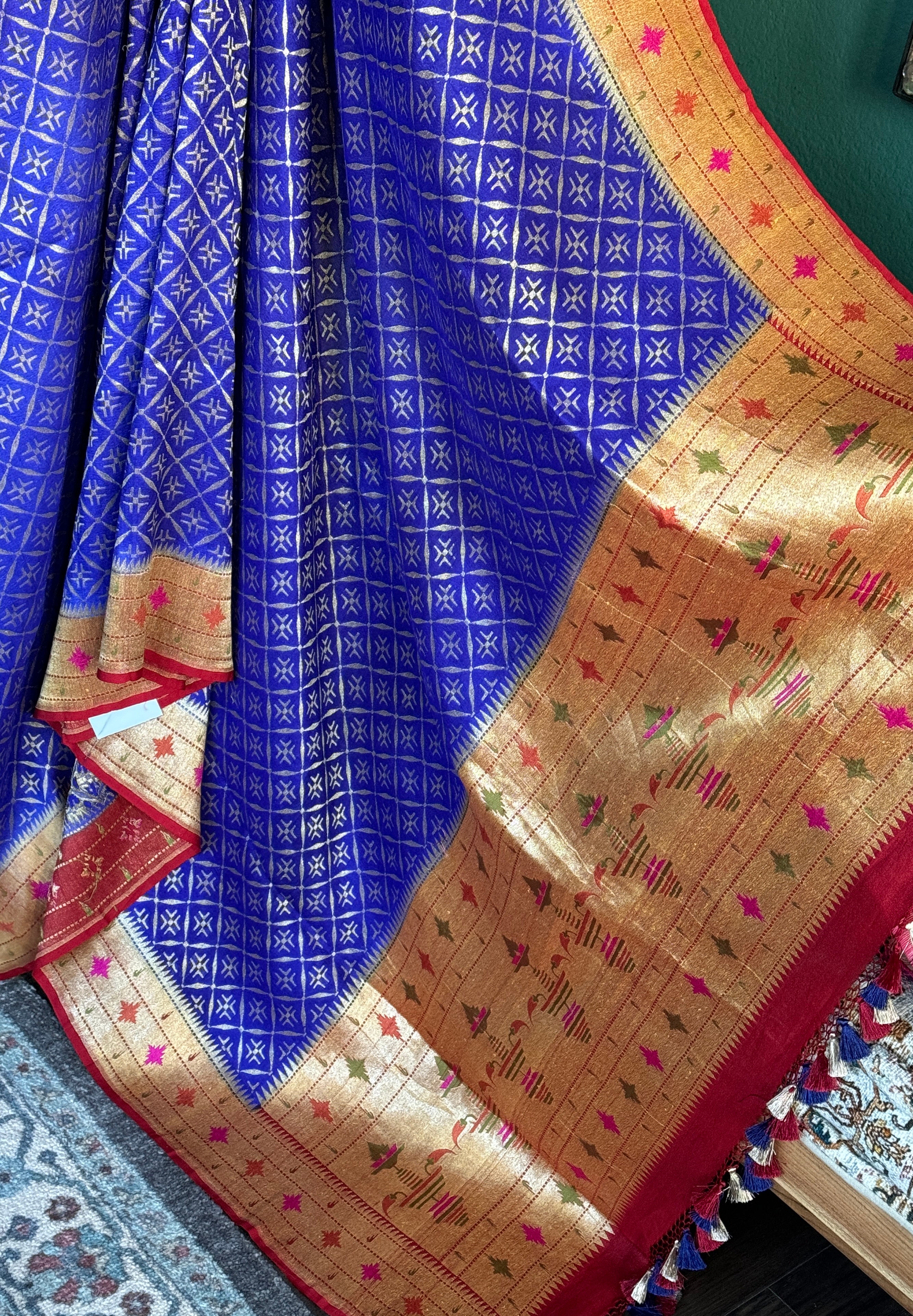 Khaddi Tussar Georgette Paithani Banarasi - Purplish Blue