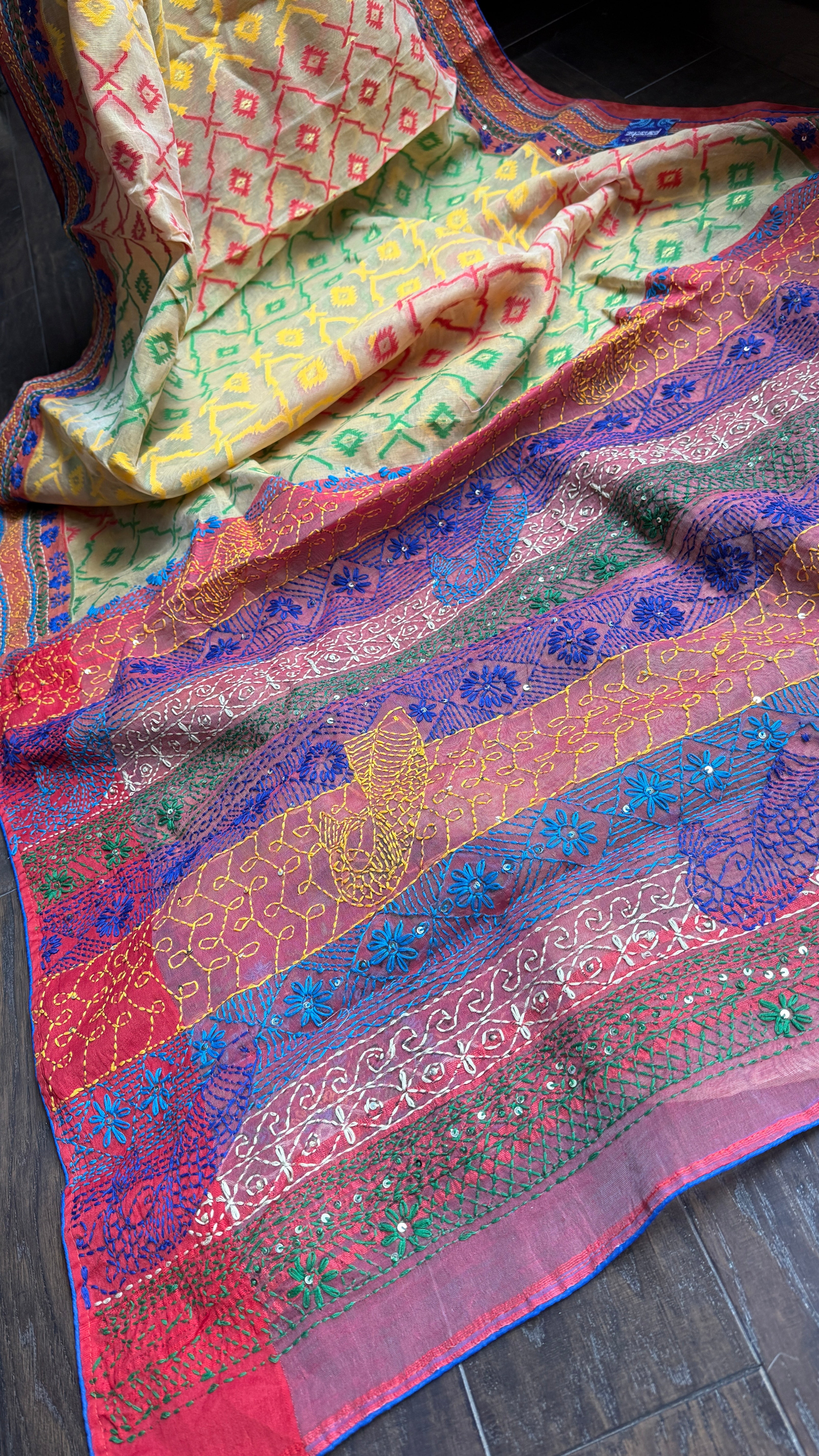 Designer Jamdaani Lambani Embroidered - Beige Cream Multi Color