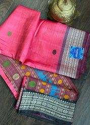 Pure Tussar Silk - Dolabedi Rashpberry Pink