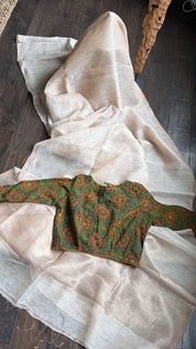 Designer Blouse - Green Ajrakh Printed