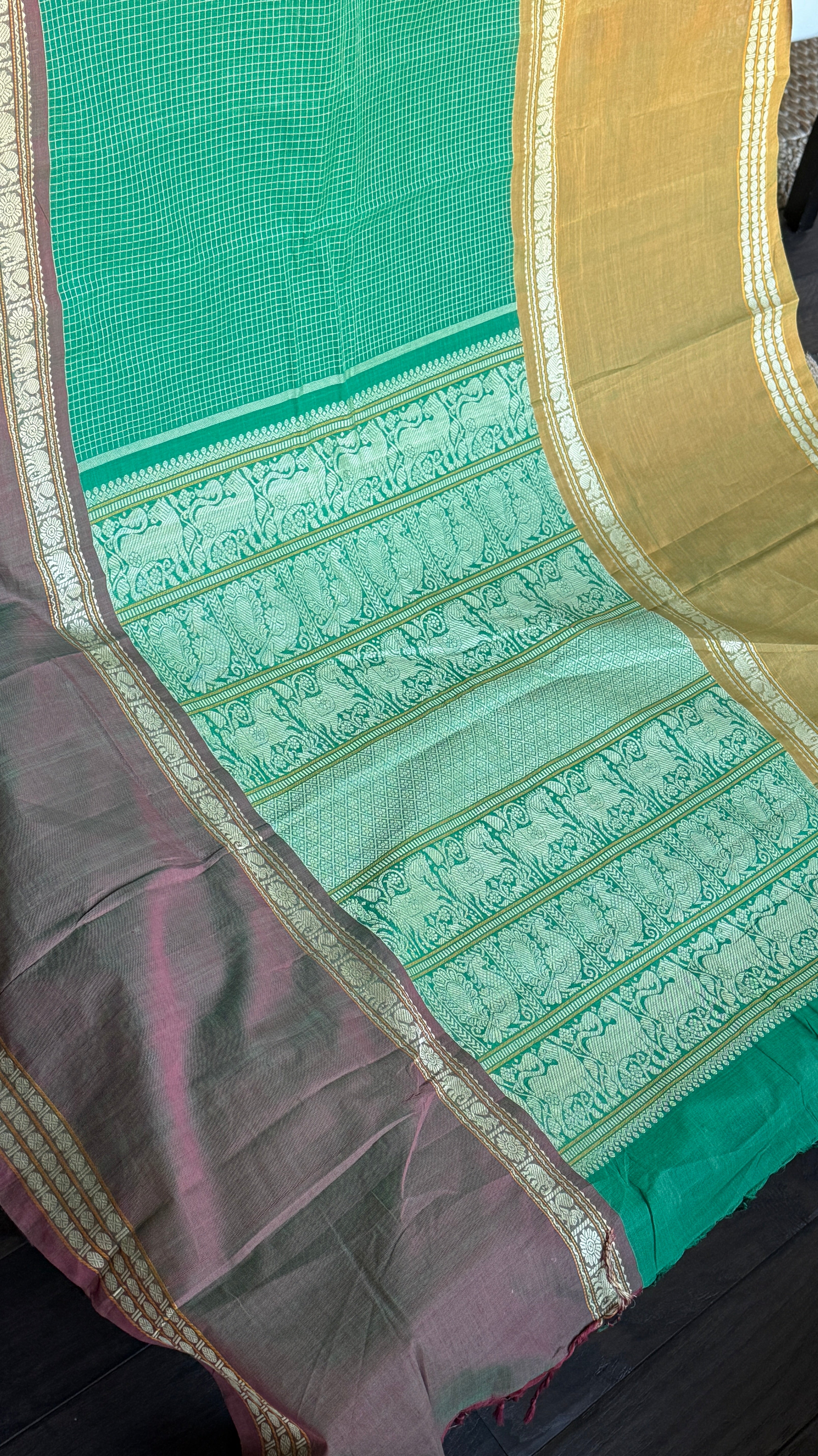 Kanchi Cotton Handloom - Green Mubbagam