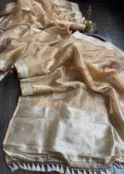 Pure Tissue Silk Banarasi - Golden Khadhua Woven