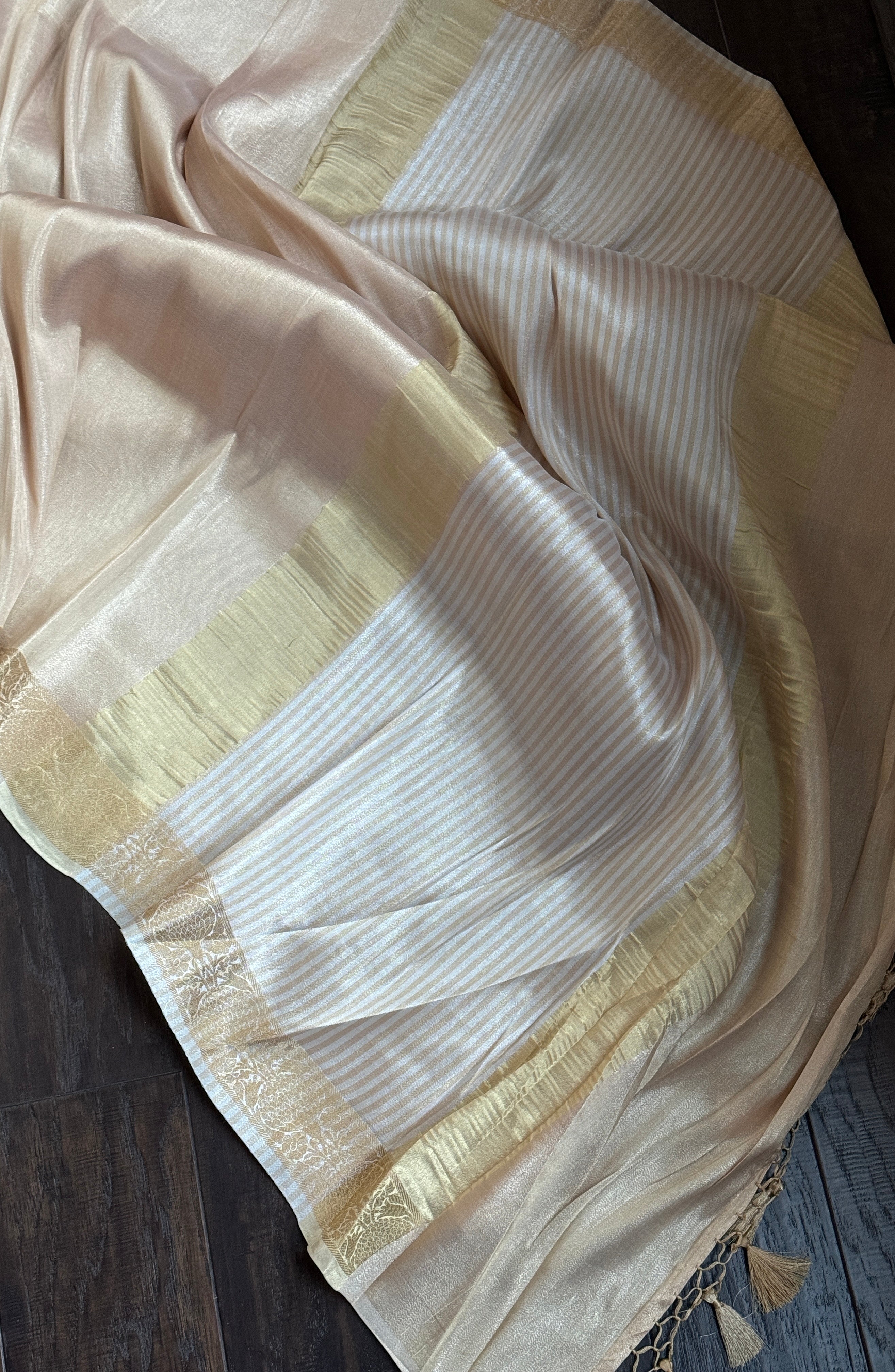 Pure Tissue Silk Banarasi - Golden Silver