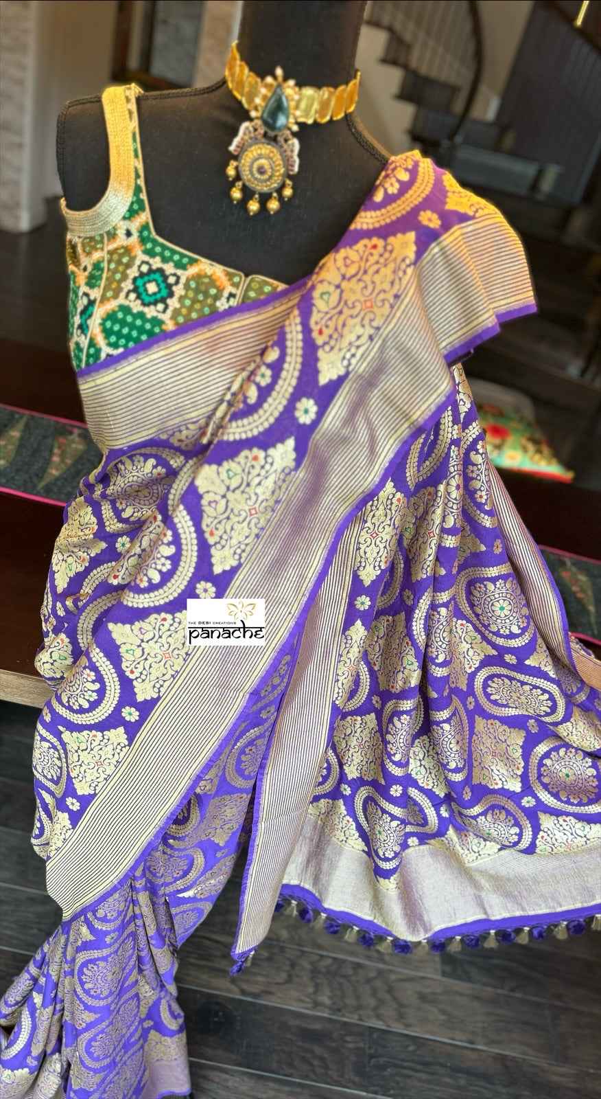 Khaddi Georgette Banarasi - Purple Meenakari