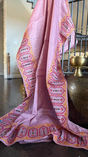 Soft Silk Kathiyawadi Embroidered - Blush Pink