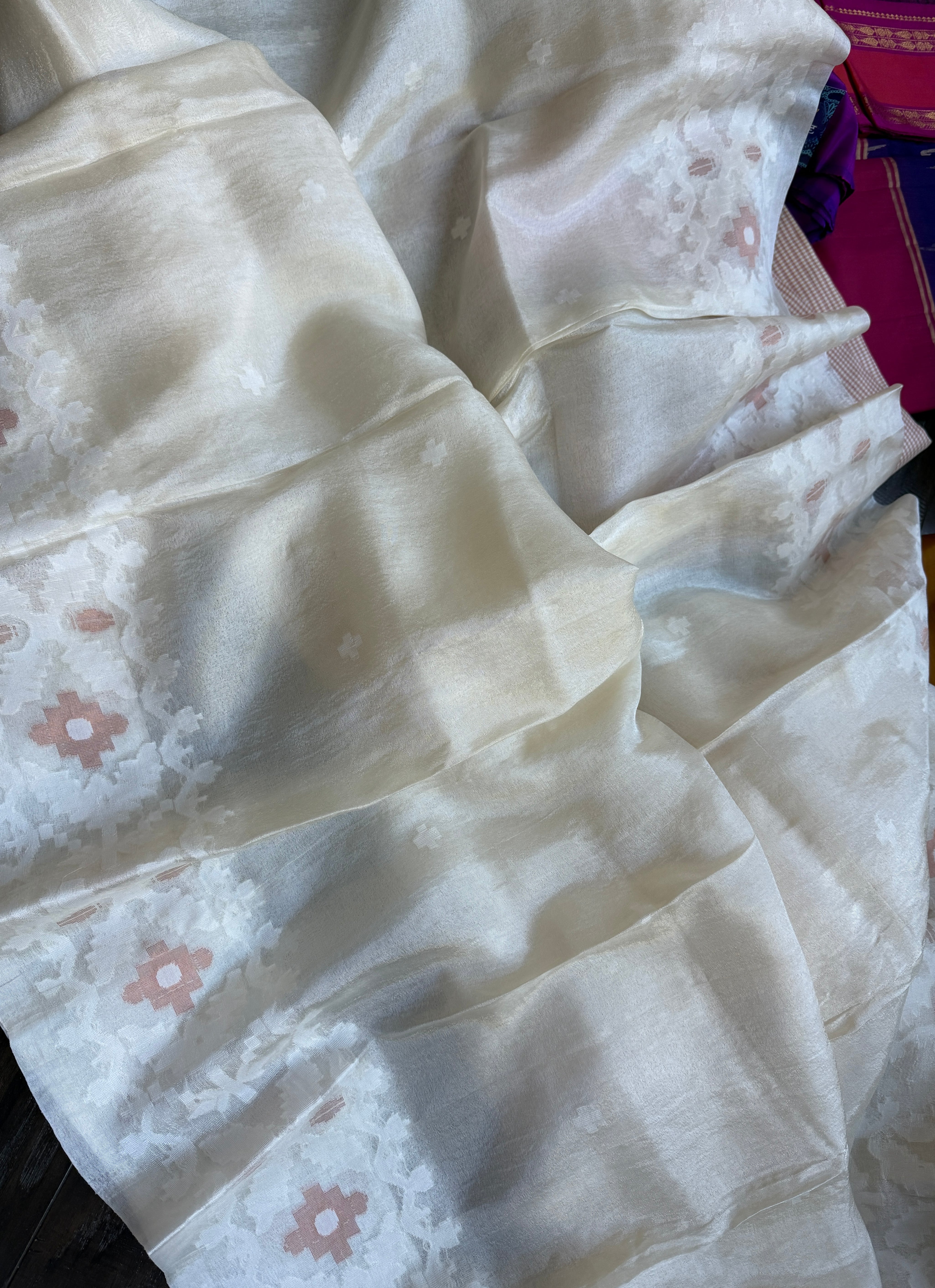 Pure Tussar Silk Jamdaani - OffWhite