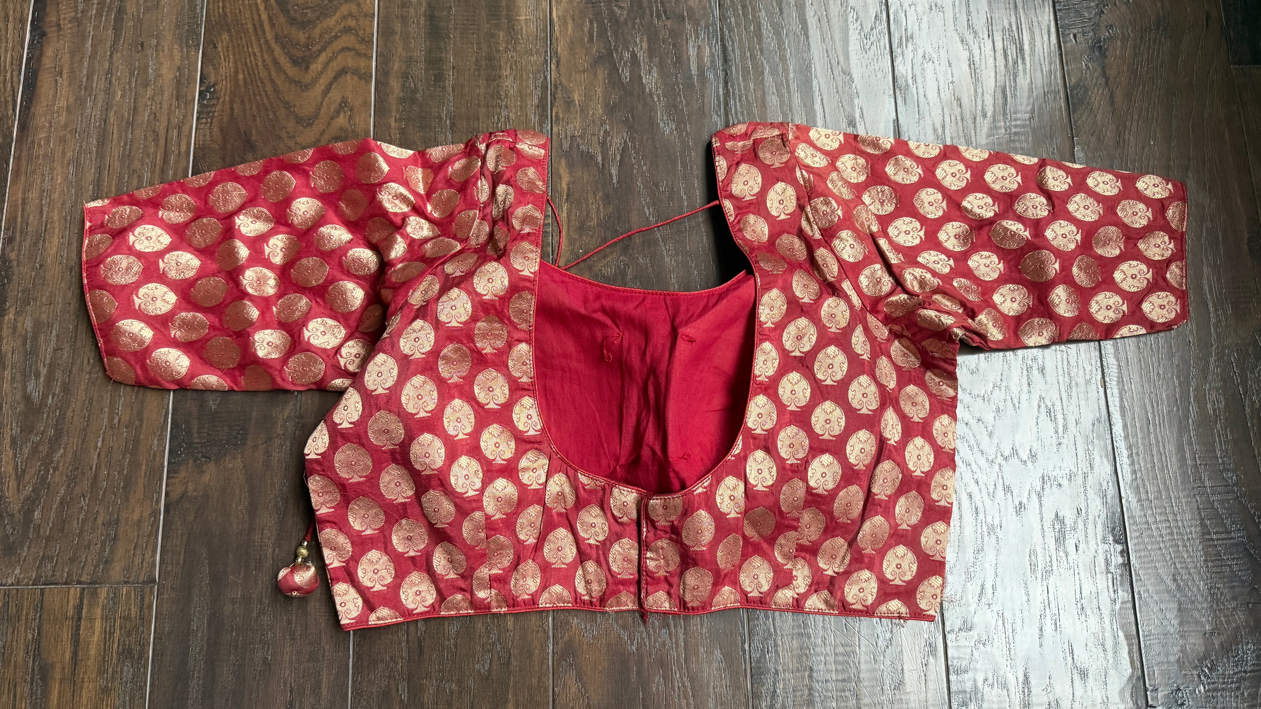 Designer Blouse - Reddish Maroon Woven Size 36