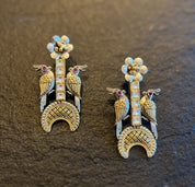 Artisan Earring 925 Silver- Long Kundan bird