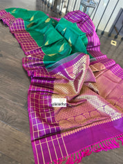 Pure Silk Kanjivaram - Green Purple