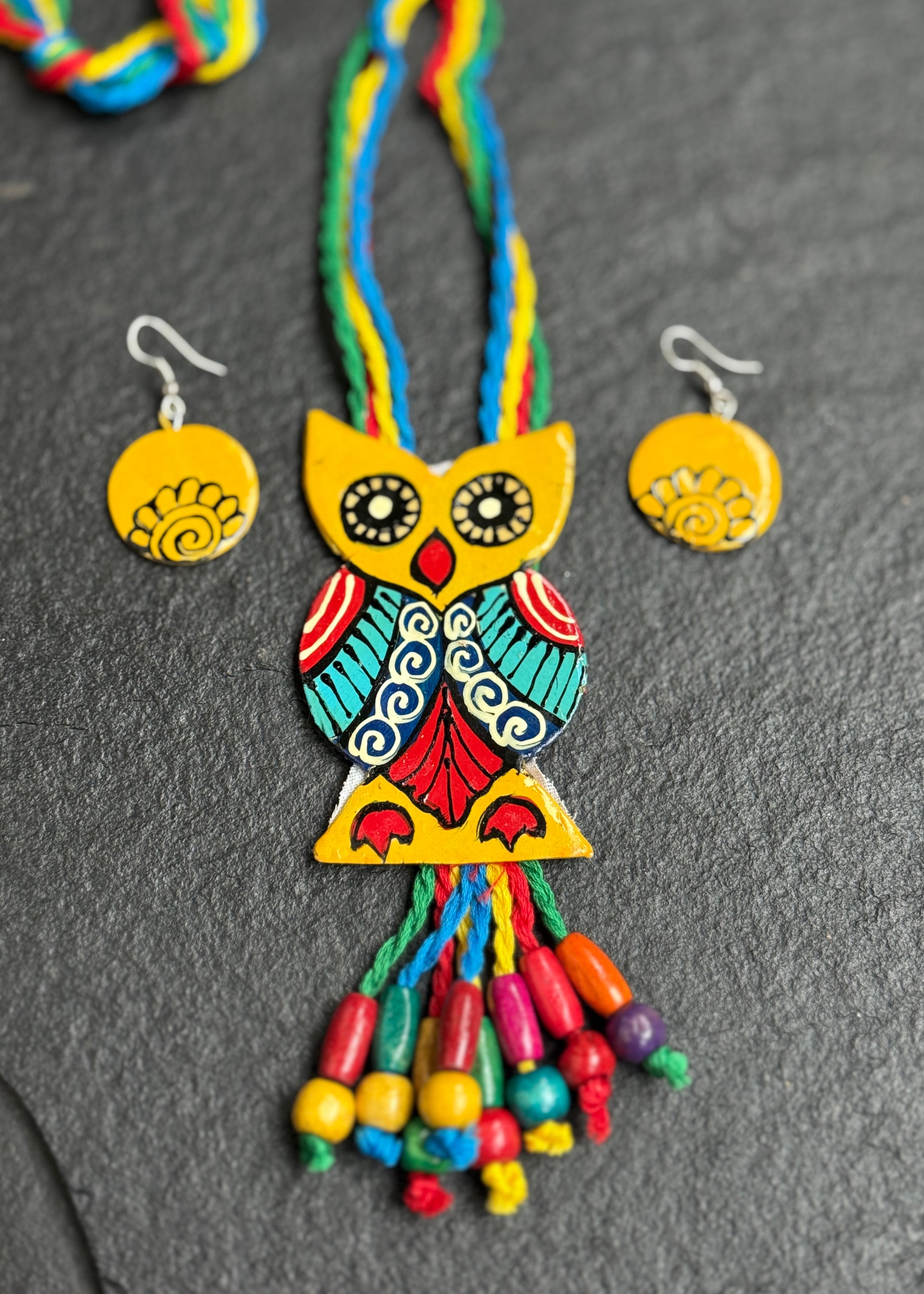 Jewelry Set - Hand-painted MultiColor Owl