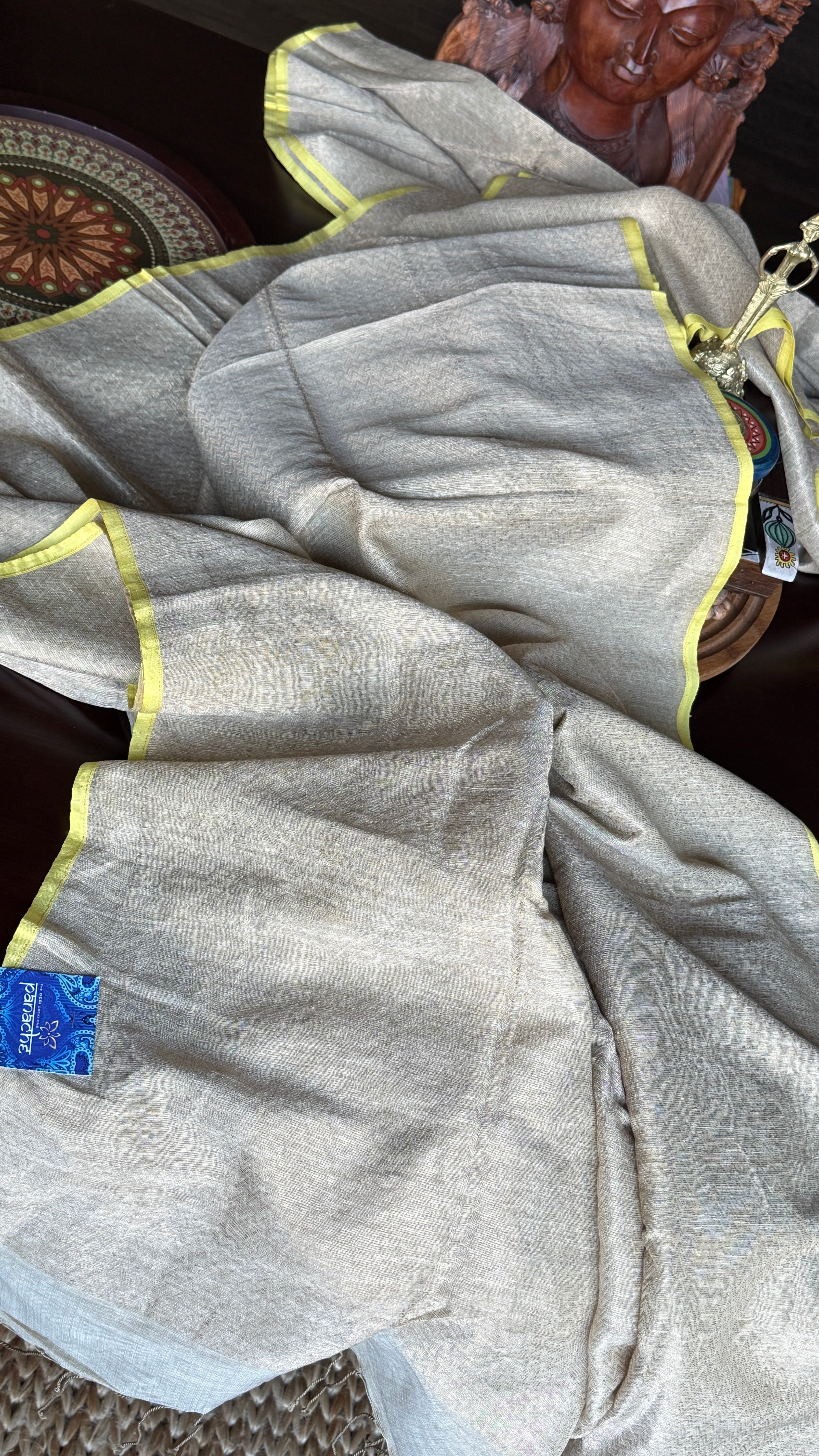 Pure Khadi Matka Cotton Brocade - Sand Color Handwove