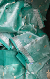 Tissue Organza Silk Banarasi - Sea-foam Green