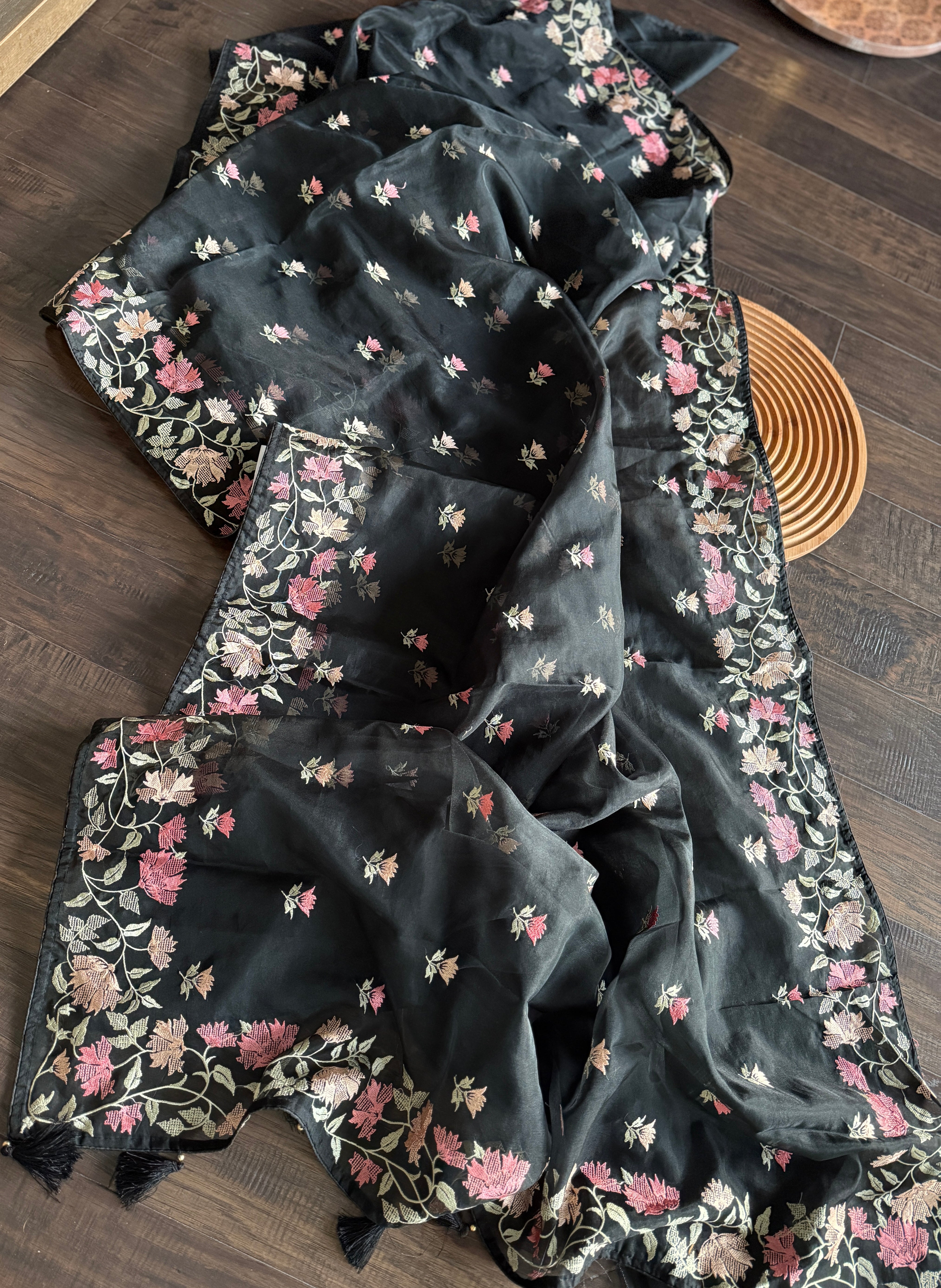 Designer Organza - Black Embroidered