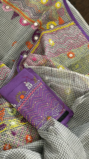 Kota Silk Lambani - Grey Embroidered