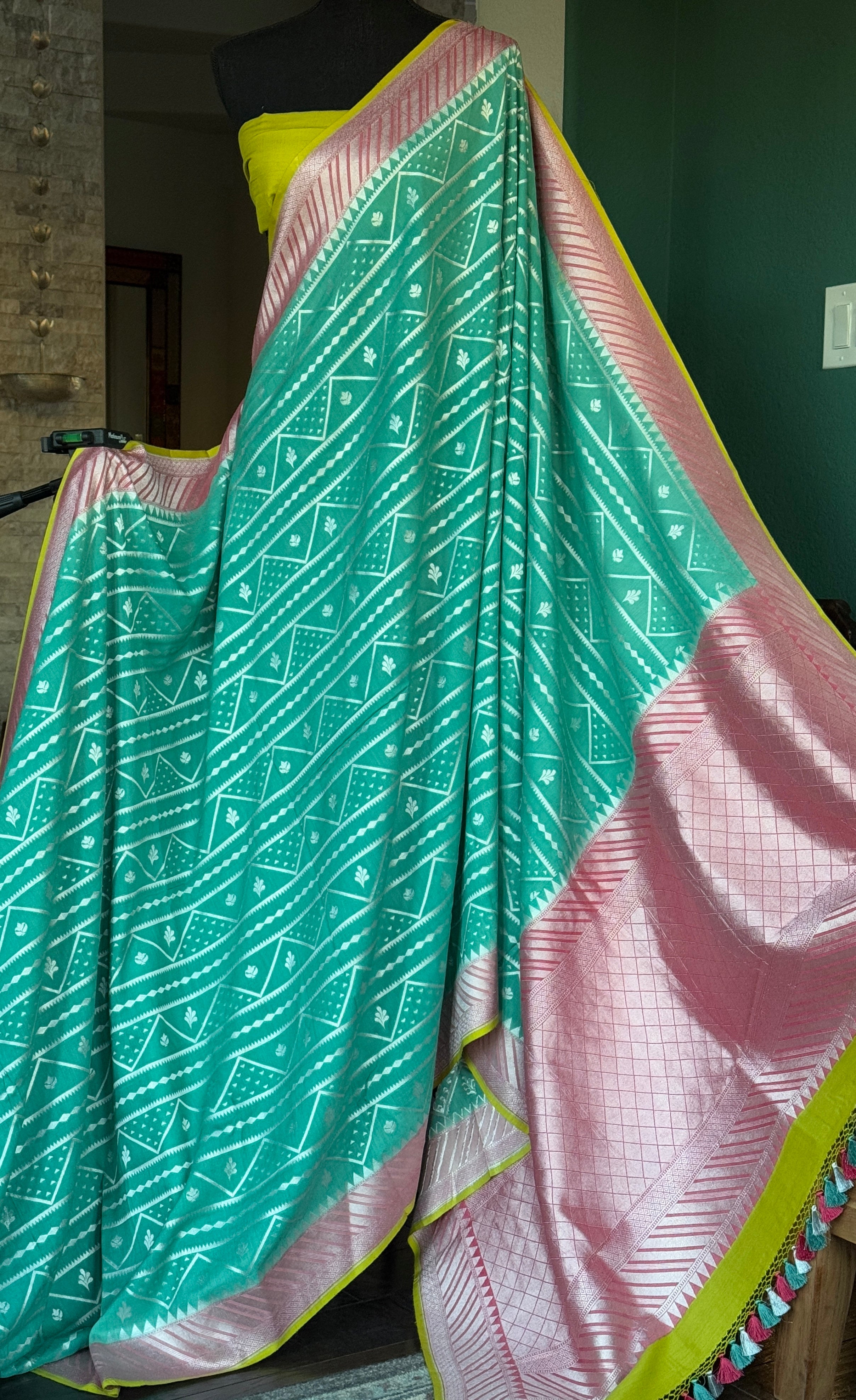 Muga Georgette Banarasi - Sea Green