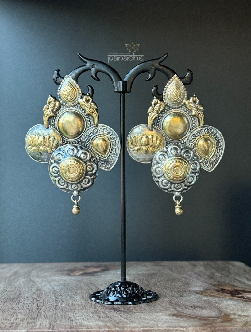 Earring 925 Silver- Dual Tone Vintage