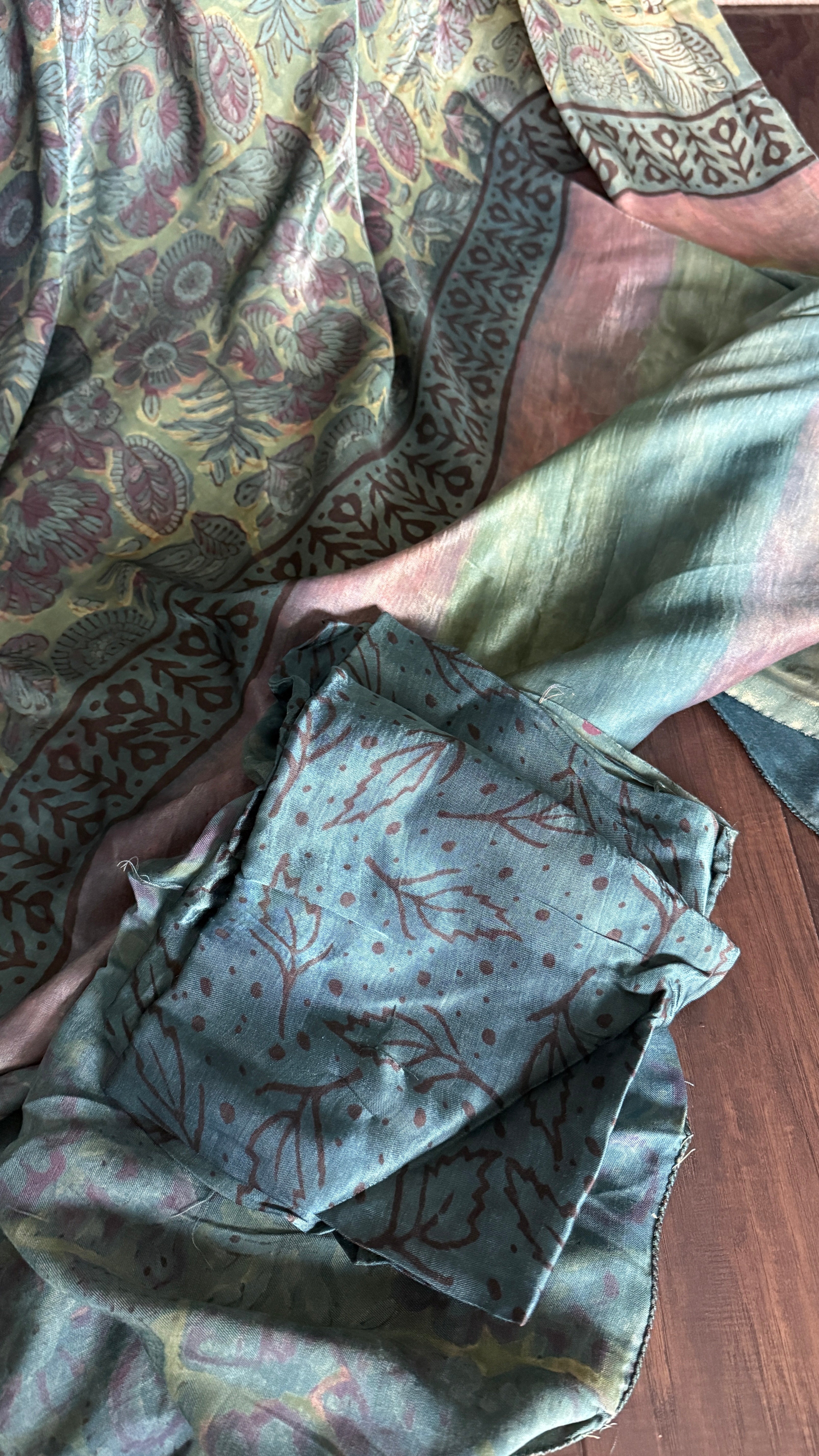 Modal Silk Vegetable Organic Dye Saree - Sea Green