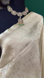 Pure Silk Brocade Kadhua Banarasi - Pale Pista Green