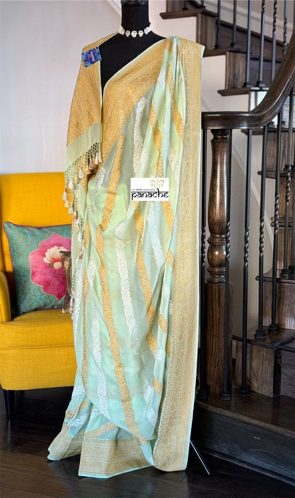 Pure Khaddi Georgette Banarasi - Light Mint Kadwa