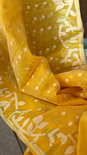 Cotton Jamdaani  - Yellow Gold Zari