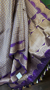 Silk Brocade Banarasi - Purple Antique Zari Kadwa