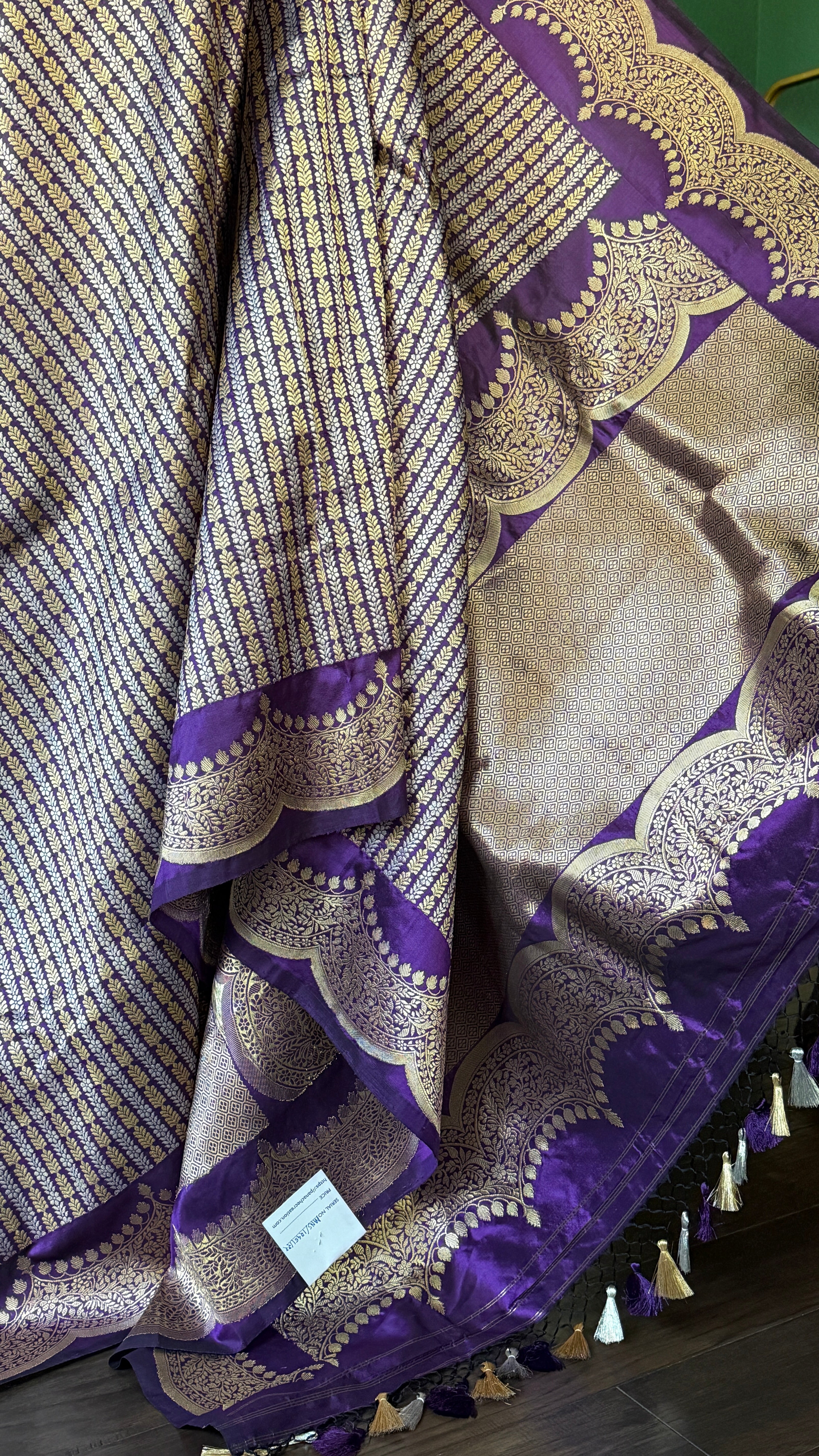 Silk Brocade Banarasi - Purple Antique Zari Kadwa