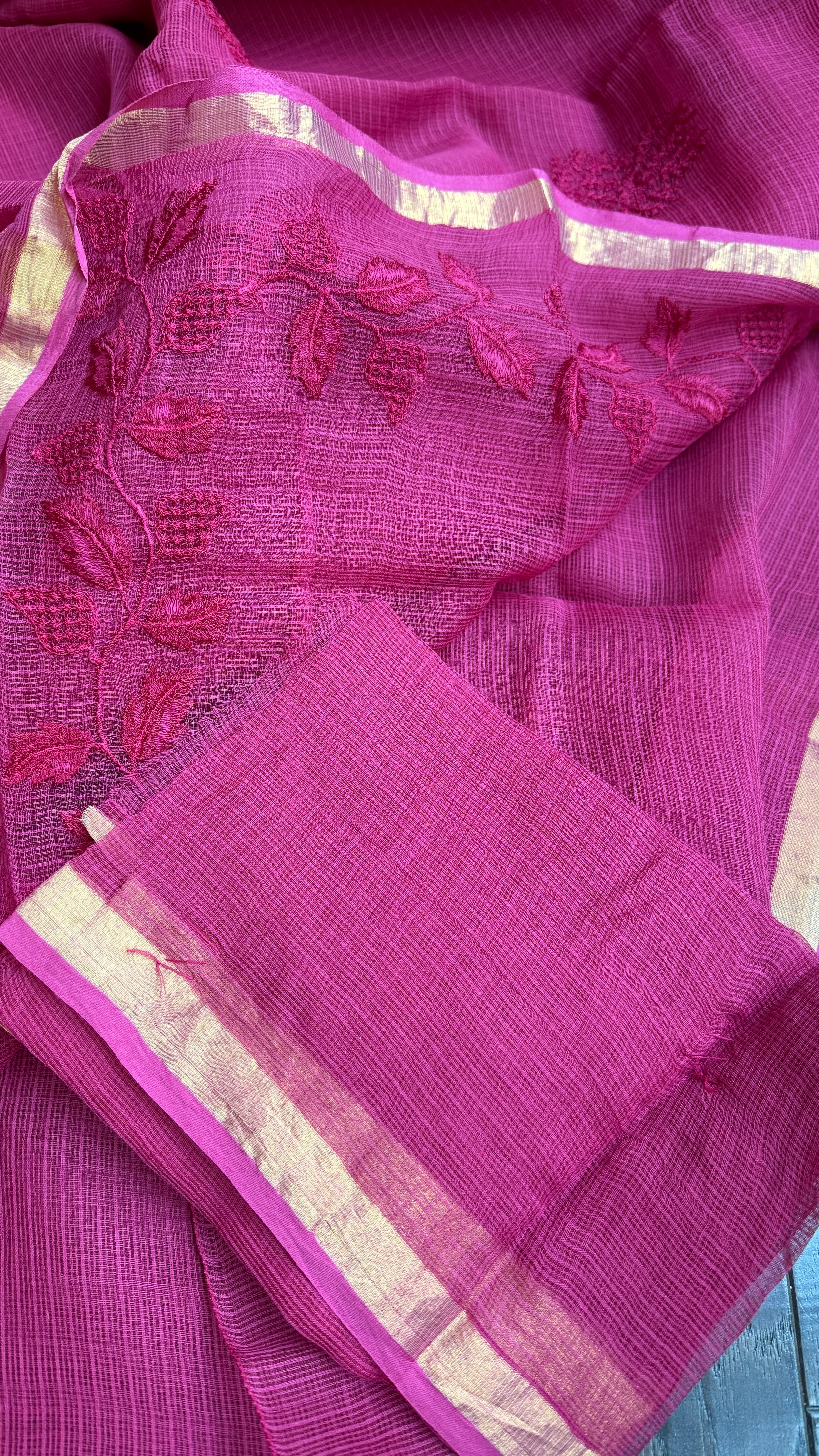 Embroidered Kota Silk - Pink