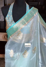 Organza Silk Banarsi - Mint Blue Kadwa