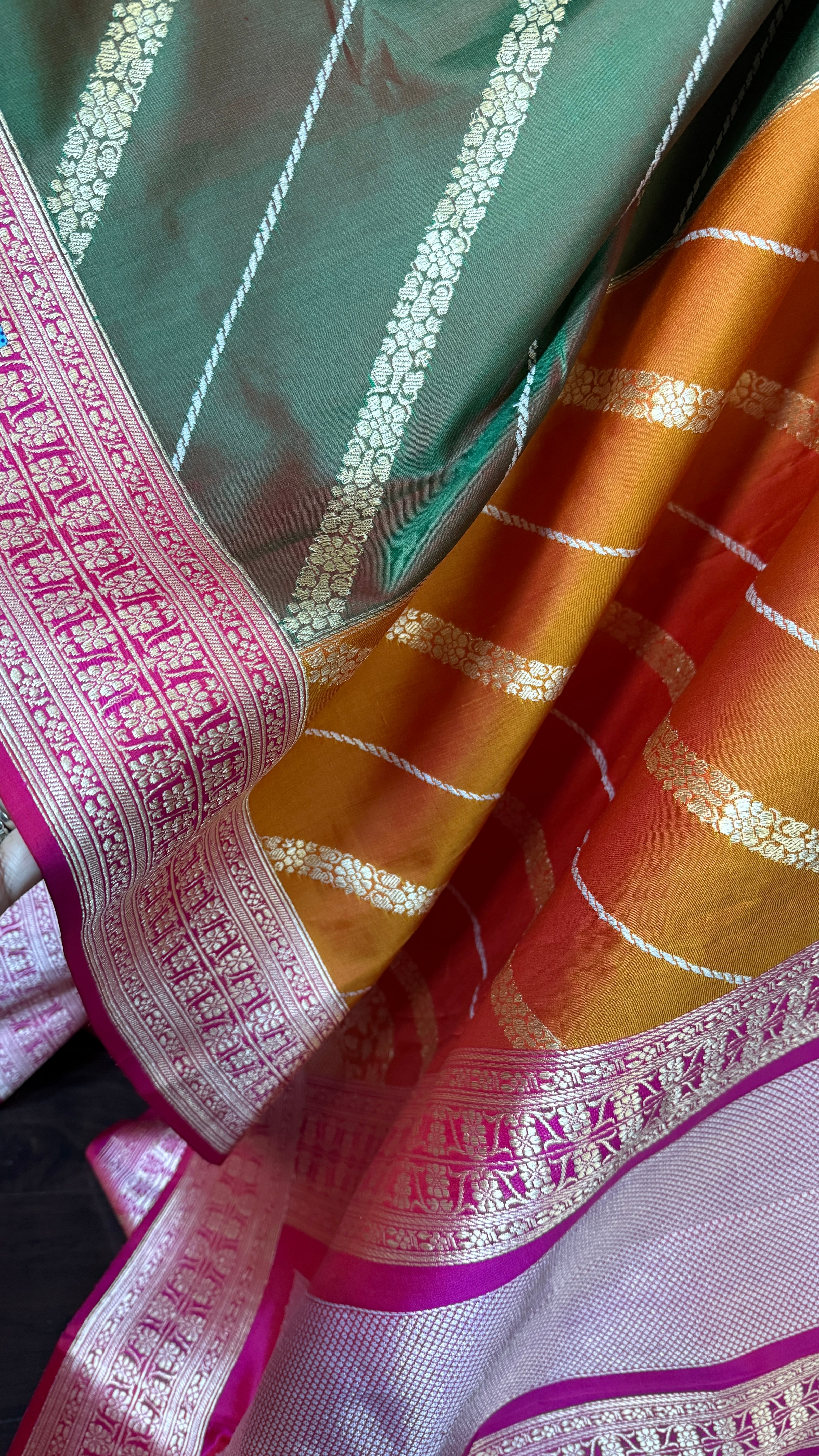 Pure Silk Banarasi - Rani Pink Rangkat Palla