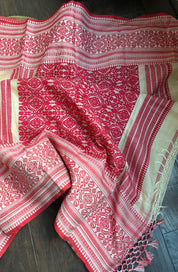 Pure Gachi Tussar Silk - Cream Red
