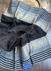 Pure Matka Silk Handwoven - Black Grey
