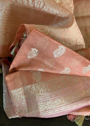 Cotton Silk Banarasi - Peach Antique Zari