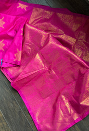 Soft Silk Kanjivaram - Pink Borderless