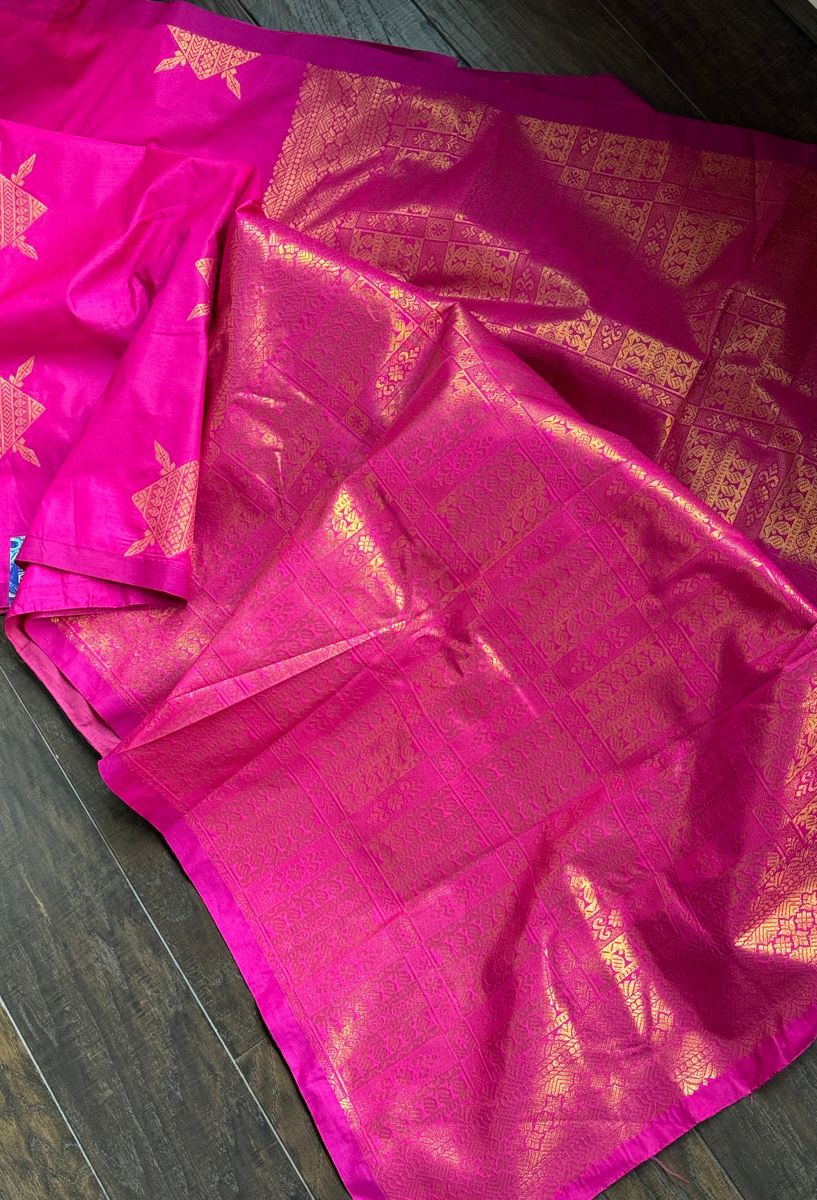 Soft Silk Kanjivaram - Pink Borderless