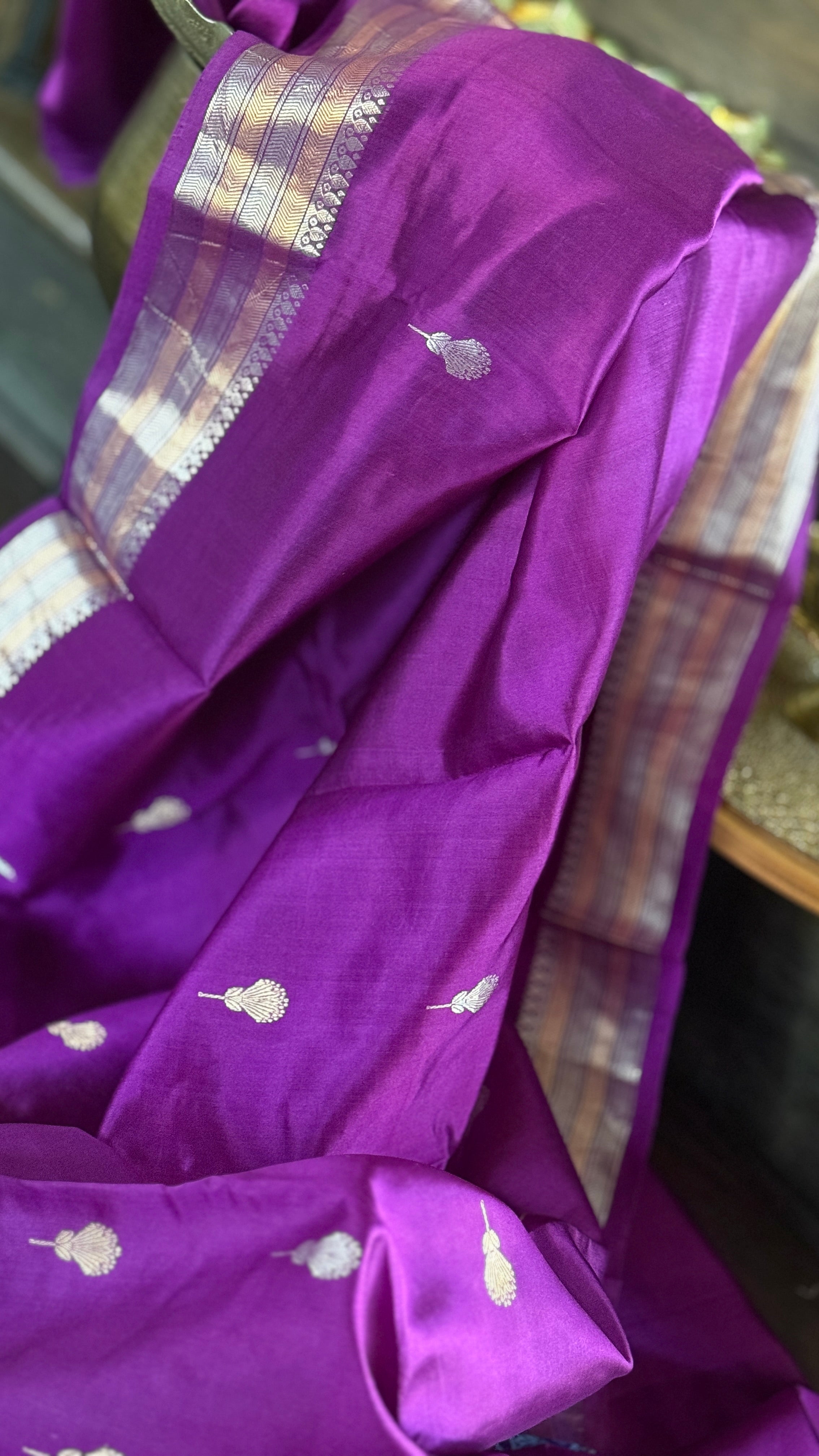 Pure Katan Silk Banarasi - Purple