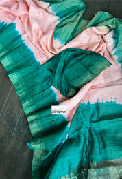 Pure Matka Silk - Peach Teal Green