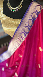 Pure Katan Silk Banarasi - Magenta Pink