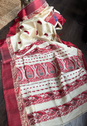 Pure Garad Silk- Light Cream Red