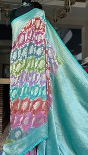 Khaddi Georgette Banarasi - Sea Green Multi color Rangkat