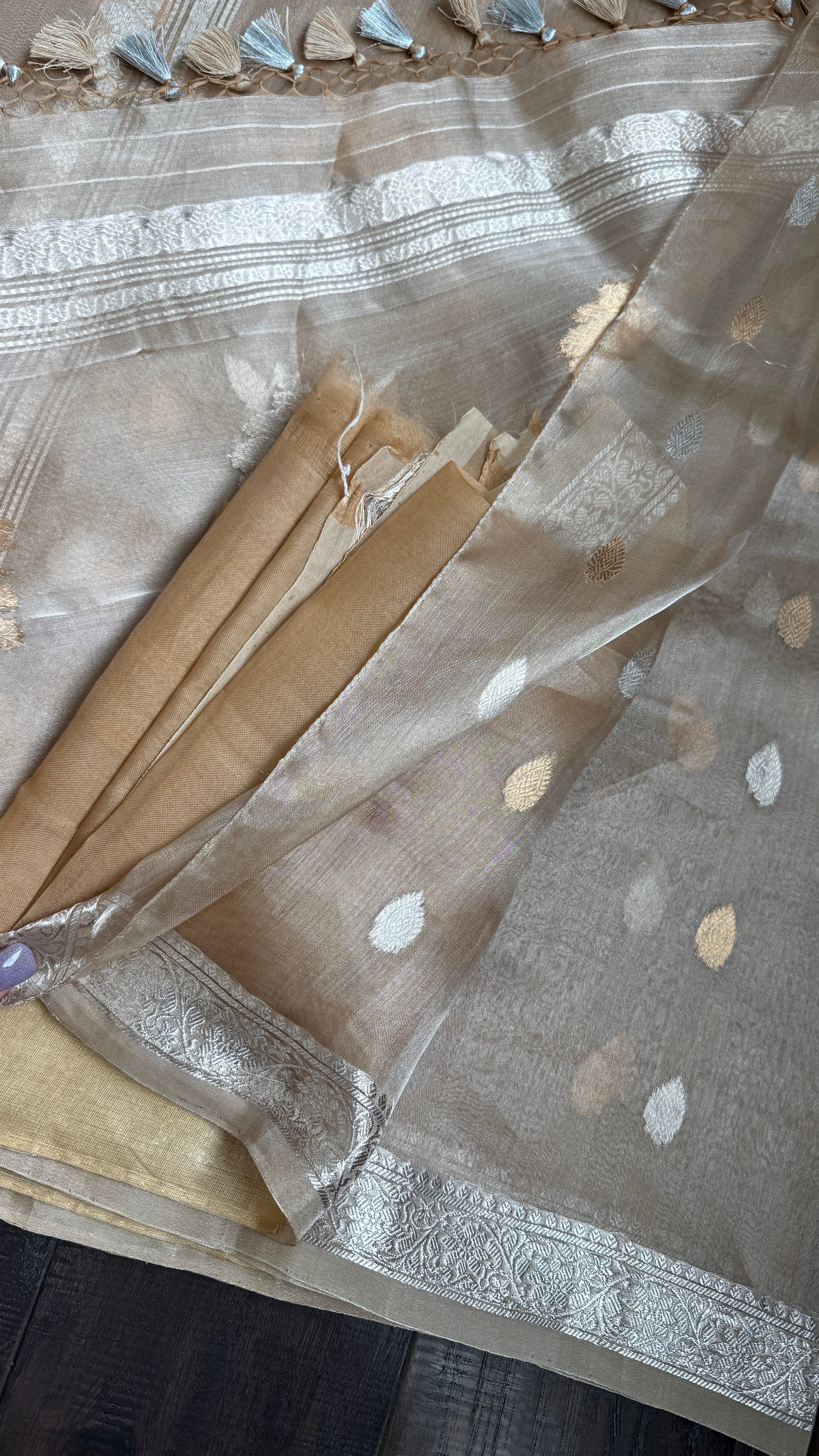 Tissue Organza Silk Banarasi - Light Tan