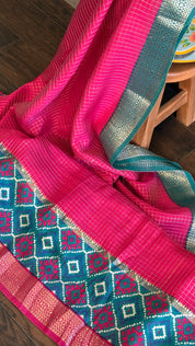 Designer Crepe Silk - Pink Firozi